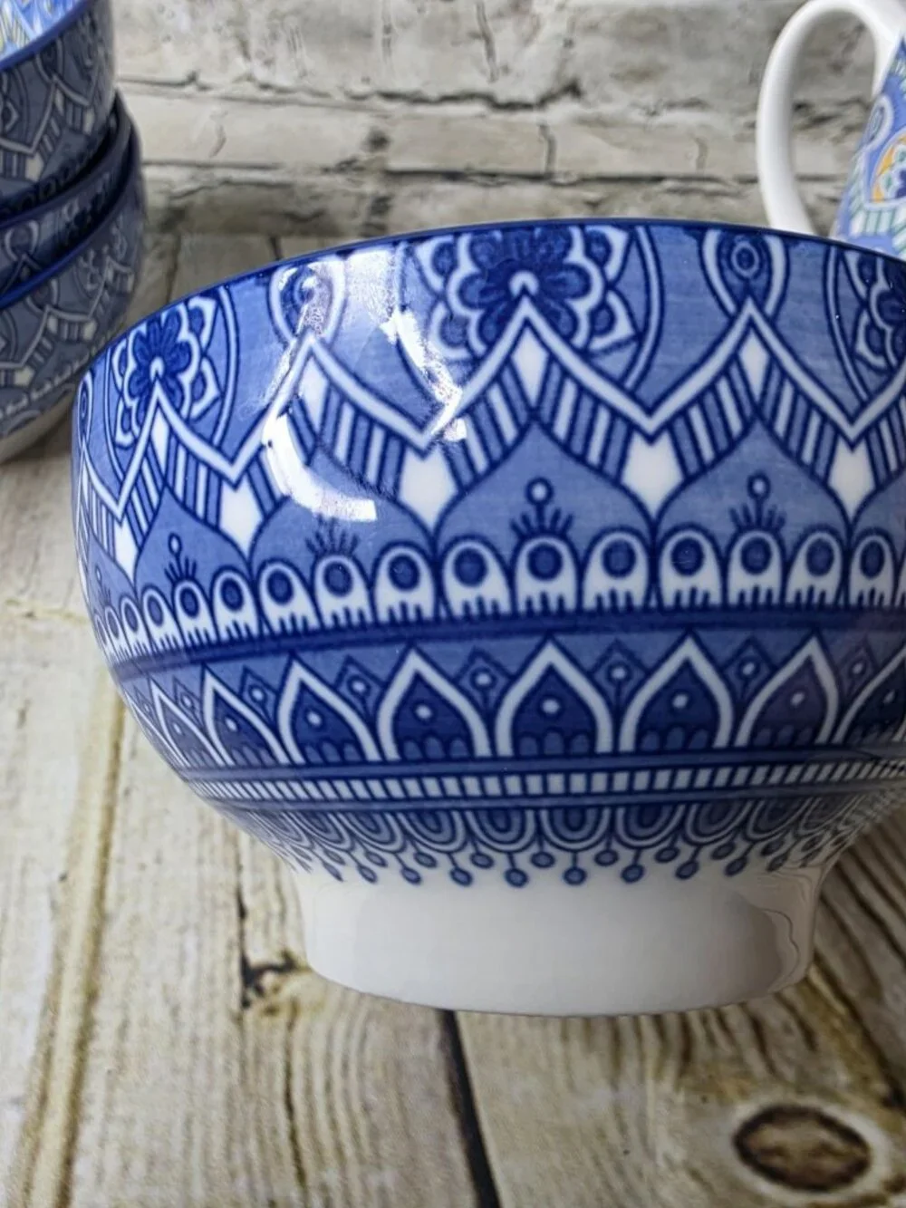 4 Vancasso Mandala Porcelain Deep Cereal Bowls 6
